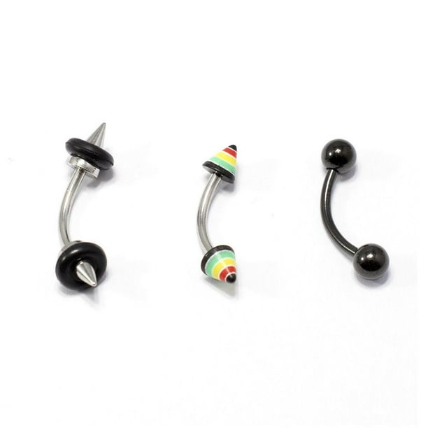 Titanium Curved Eyebrow Barbell Ring Black Spike 14G 3/8" 4mm x 4mm Spike Titanium Curved Eyebrow Barbell Ring Black Spike 14G 3/8" 4mm x 4mm Spike